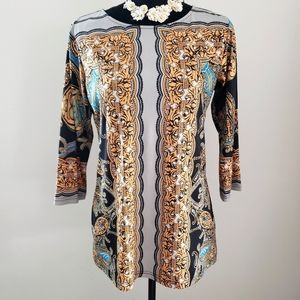 Bob Mackie paisley print longsleeve tunic XS